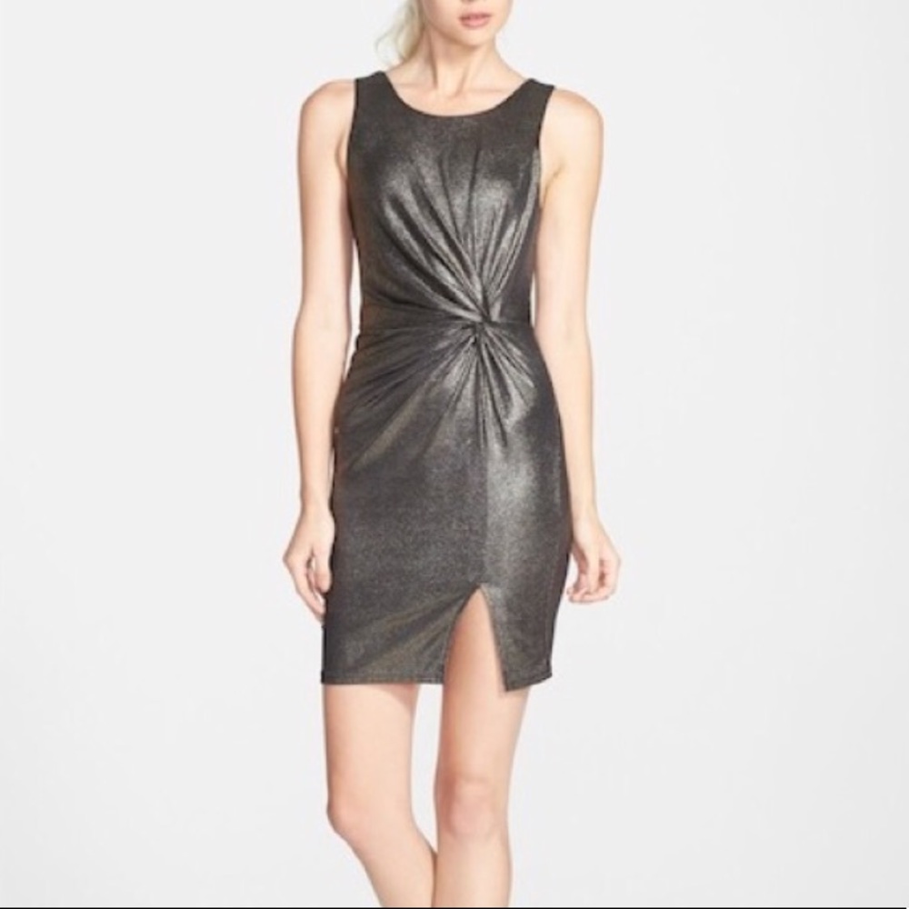 ASTR Danika Metallic Front Knot Dress